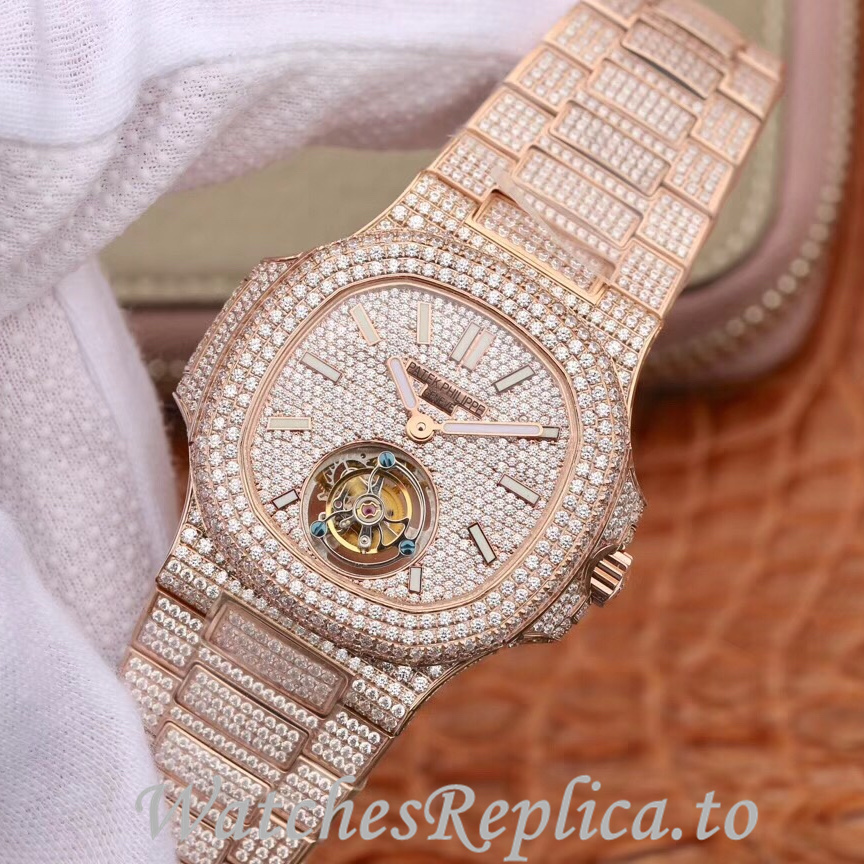 Patek Philippe Replica Nautilus Rose Gold strap 40MM - WatchesReplica.is