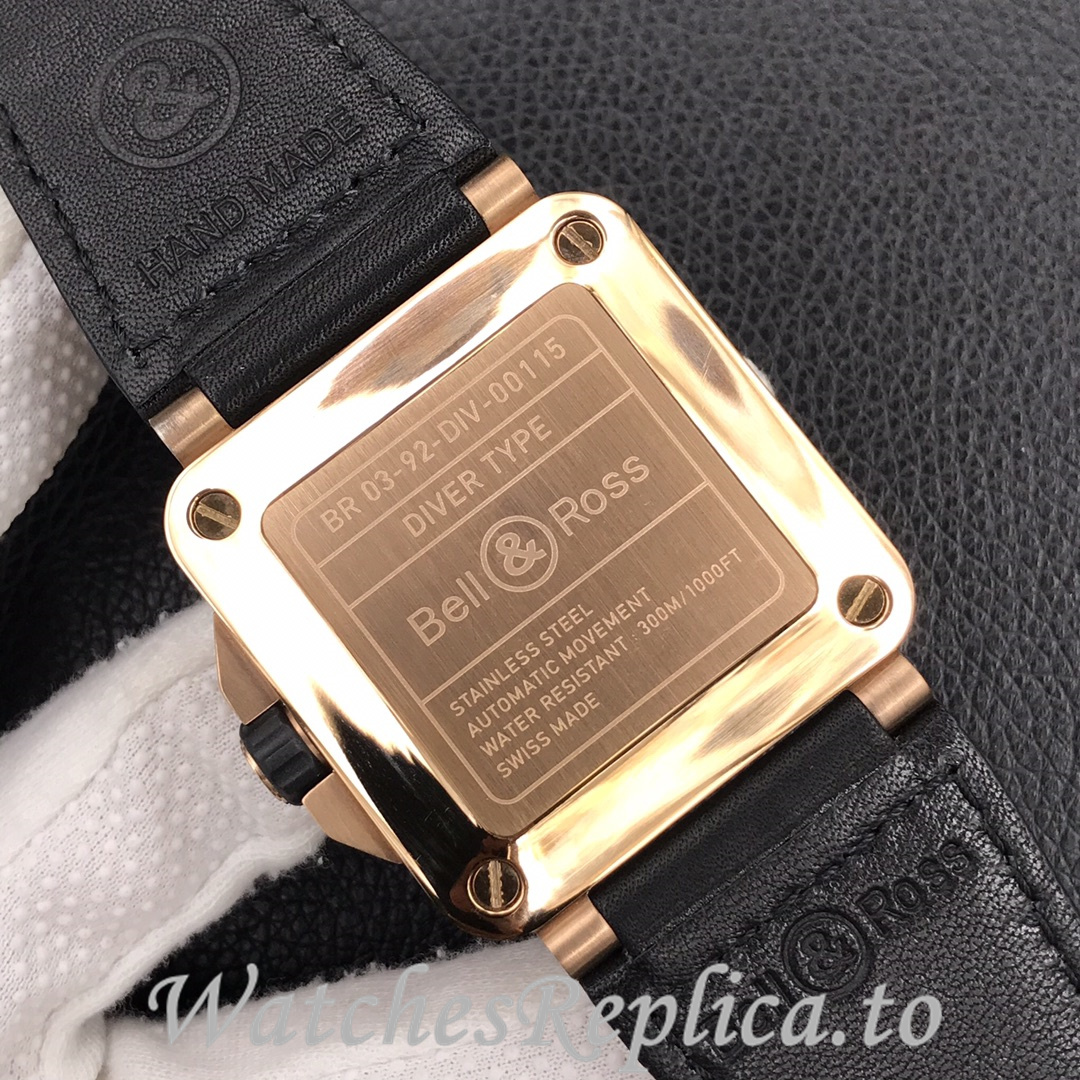 Bell Ross Replica BR 03 BR0392-D-G-BR/SCA Leather strap 42MM - WatchesReplica.is