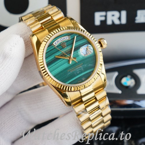 Swiss Rolex Day Date Replica 128238 Yellow Gold strap 36MM - WatchesReplica.is