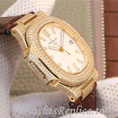 Patek Philippe Replica Nautilus 5719 Leather strap 40MM - WatchesReplica.is