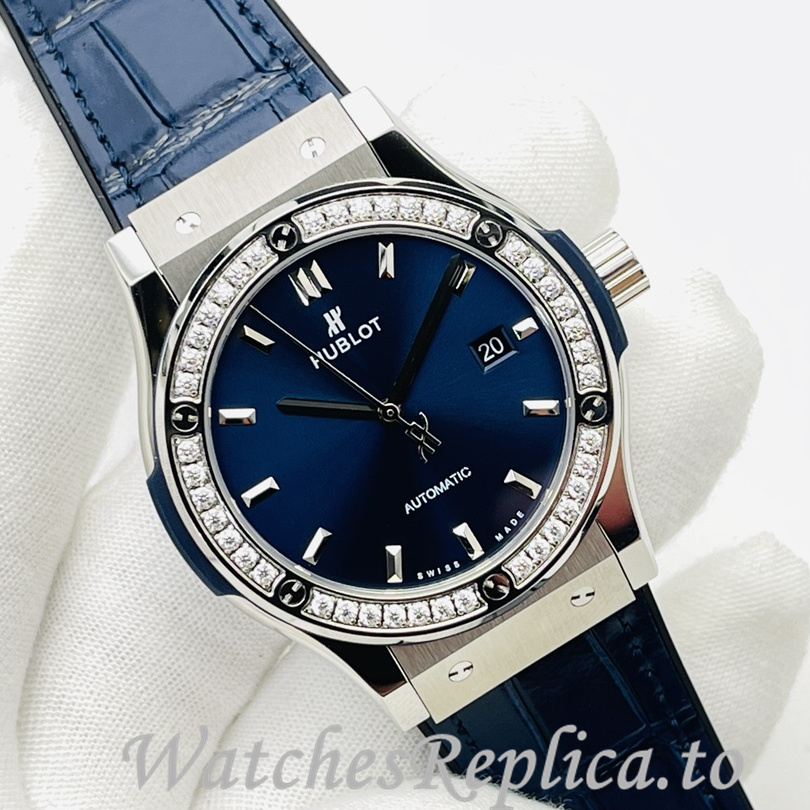 Hublot Replica Big Bang Sang Bleu Leather strap 42MM - WatchesReplica.is
