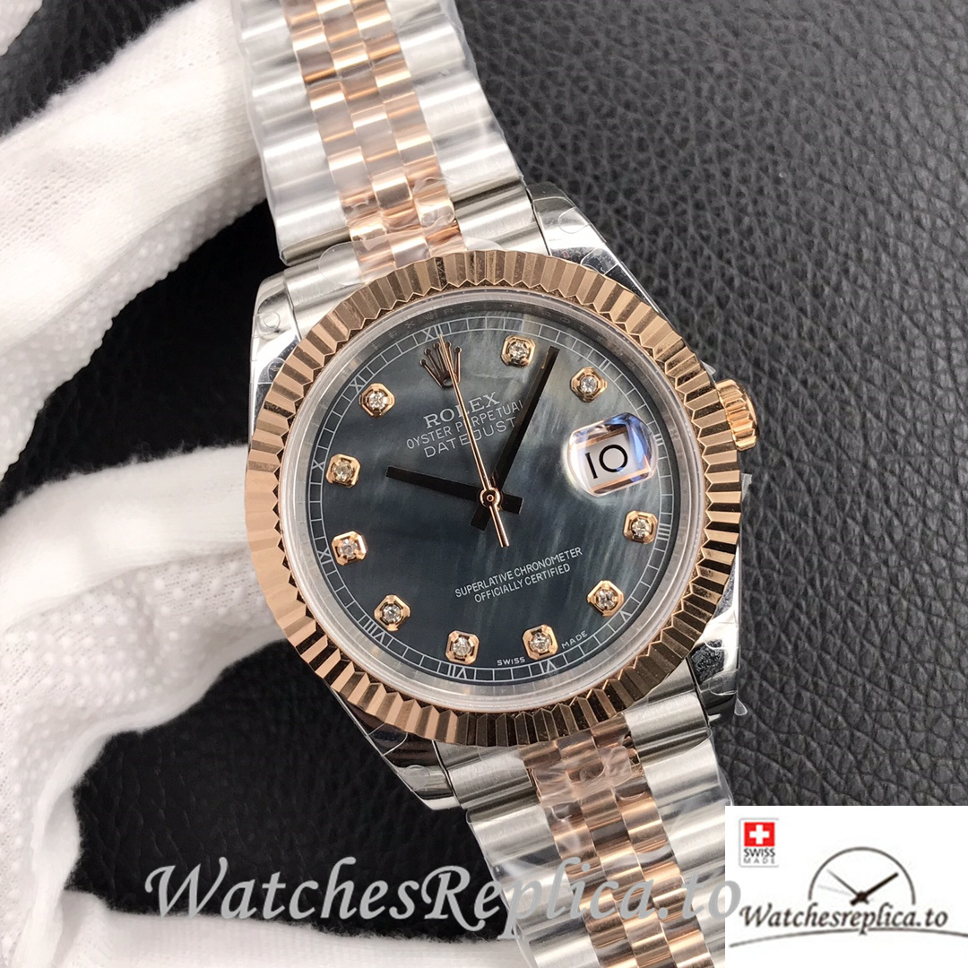 Swiss Rolex Datejust Replica Stainless steel strap 41MM Mother of pearl Dial - WatchesReplica.is