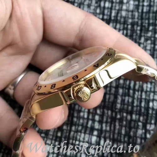 Swiss Rolex Explorer Replica Yellow Gold strap 42MM - WatchesReplica.is