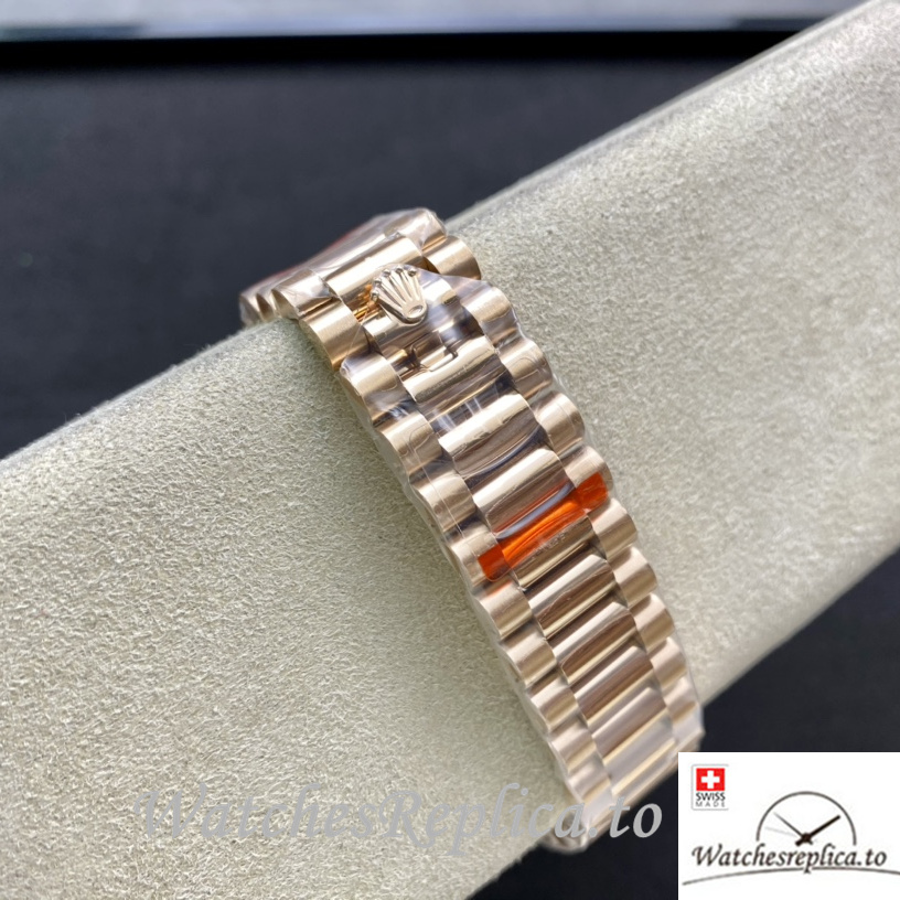Swiss Rolex Day Date Replica 228235 Rose Gold strap 40MM - WatchesReplica.is