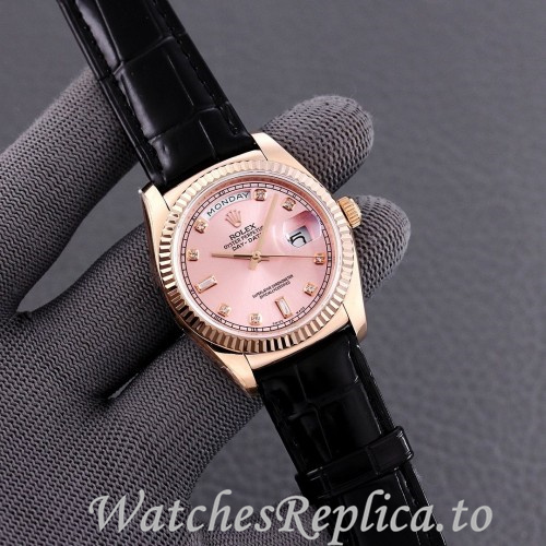 Swiss Rolex Day Date Replica 118139 Leather strap 36MM - WatchesReplica.is