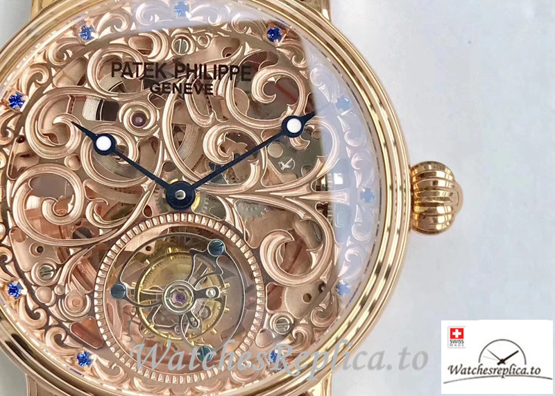 Swiss Patek Philippe Tourbillon Replica Brown Strap 42MM - WatchesReplica.is