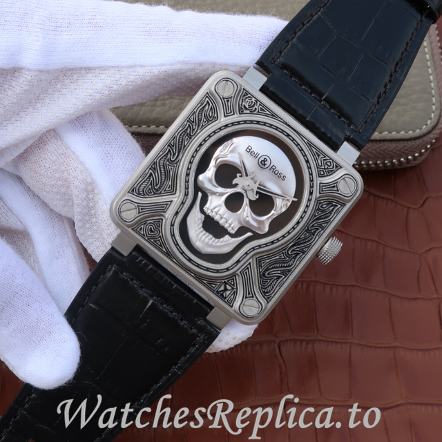 Bell Ross Replica Aviation BR01 Leather strap 46MM - WatchesReplica.is