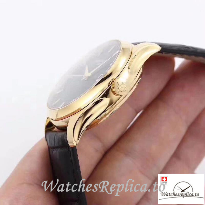 Swiss Patek Philippe Calatrava Replica 5227 001 Black Strap 39MM - WatchesReplica.is
