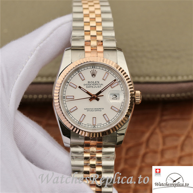 Swiss Rolex Datejust Replica 116231WSJ Stainless steel strap 36MM - WatchesReplica.is