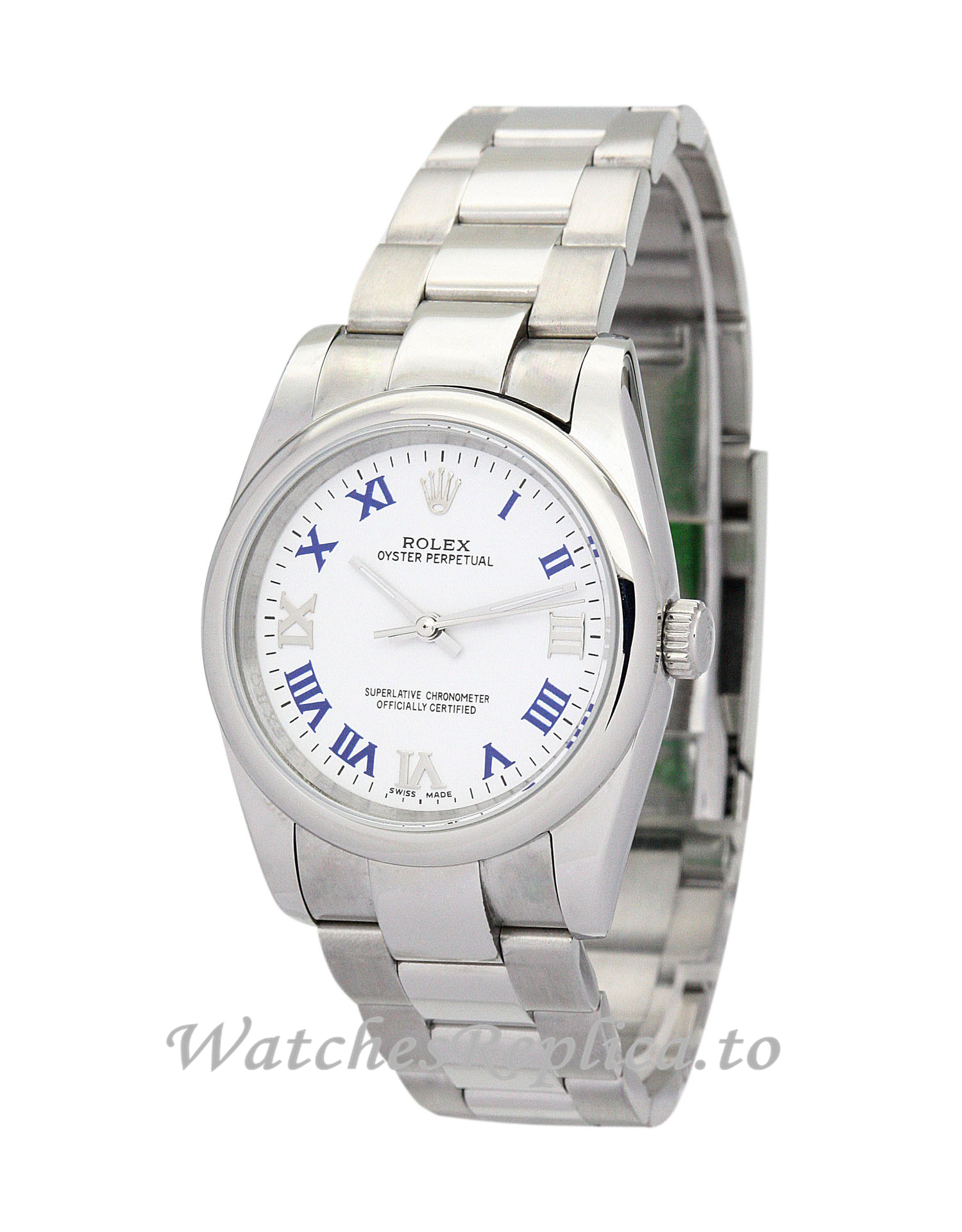 Rolex Lady Oyster Perpetual Blue and white Dial 177200-31 MM - WatchesReplica.is