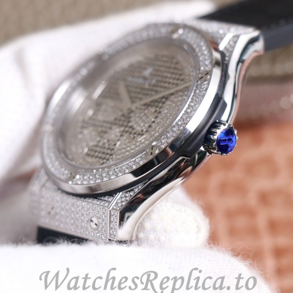 Hublot Replica Full drill series Leather strap 45MM - WatchesReplica.is