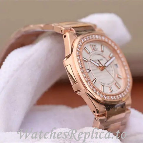 Patek Philippe Replica Nautilus 7011 Rose Gold strap 32MM - WatchesReplica.is