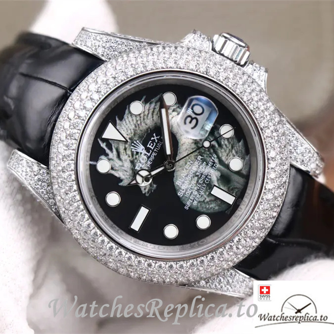 Swiss Rolex Submariner Replica Leather strap 40MM - WatchesReplica.is