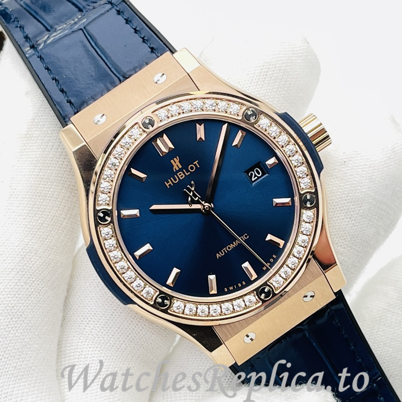 Hublot Replica Big Bang Sang Bleu Leather strap 42MM - WatchesReplica.is