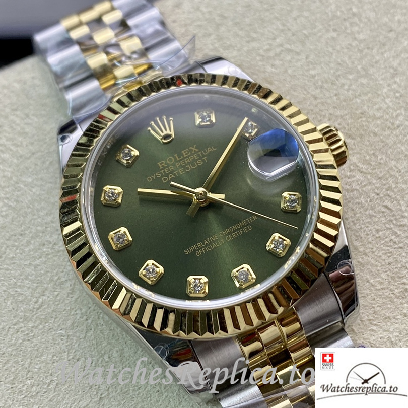 Swiss Rolex Datejust Replica 178384 Stainless steel strap 31MM Green Dial - WatchesReplica.is
