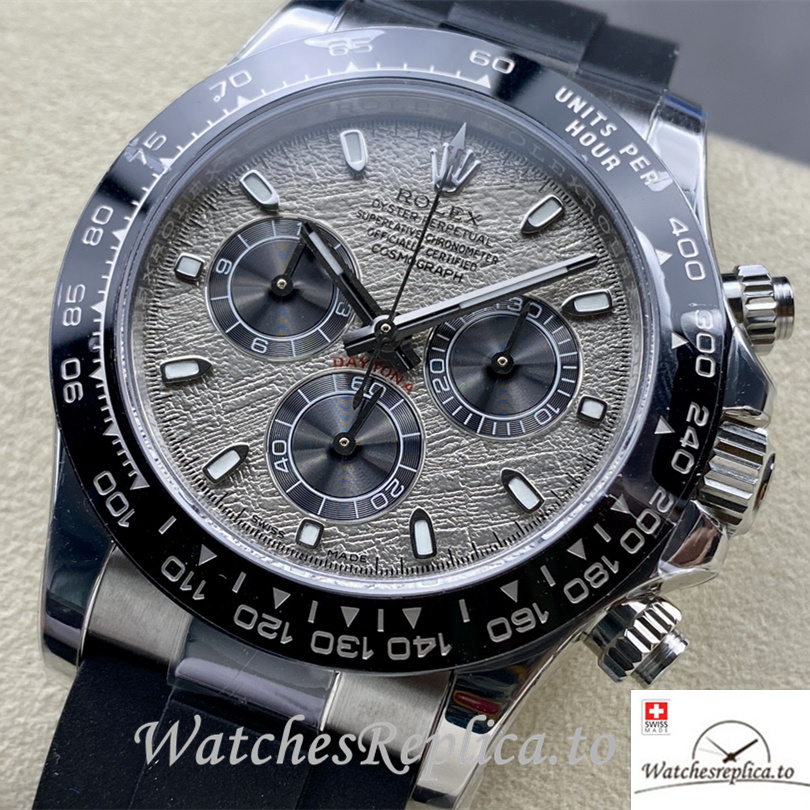 Swiss Rolex Daytona Replica Black Rubber strap 40MM Grey Dial - WatchesReplica.is