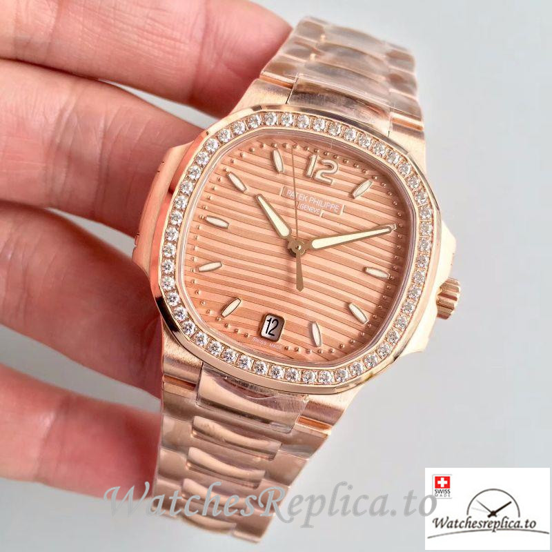 Swiss Patek Philippe Nautilus Ladies Replica 7118/1200R Diamonds Bezel 35.2MM - WatchesReplica.is