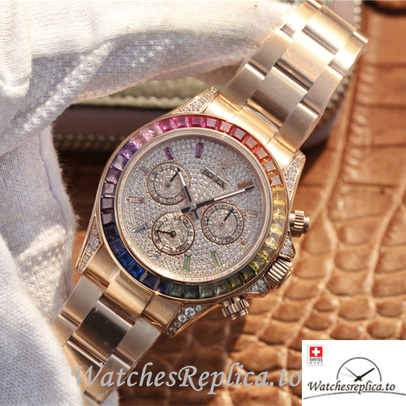 Swiss Rolex Daytona Replica 116505 Rose Gold strap 40MM - WatchesReplica.is