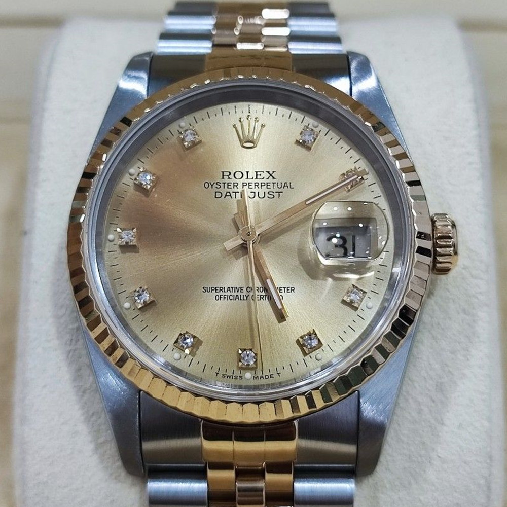 Rolex Datejust Champagne Diamond Dial 16233 - WatchesReplica.is