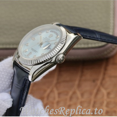 Swiss Rolex Day Date Replica 118135 Leather strap 36MM - WatchesReplica.is
