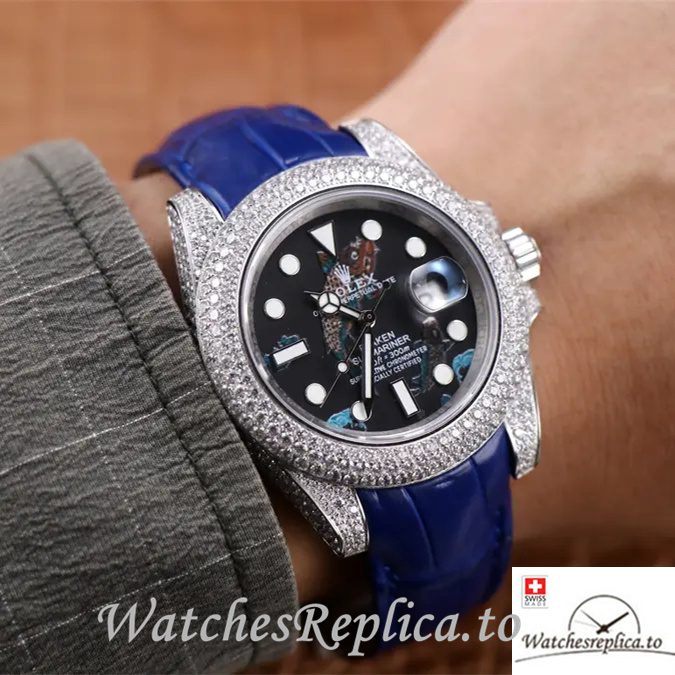 Swiss Rolex Submariner Replica Leather strap 40MM - WatchesReplica.is