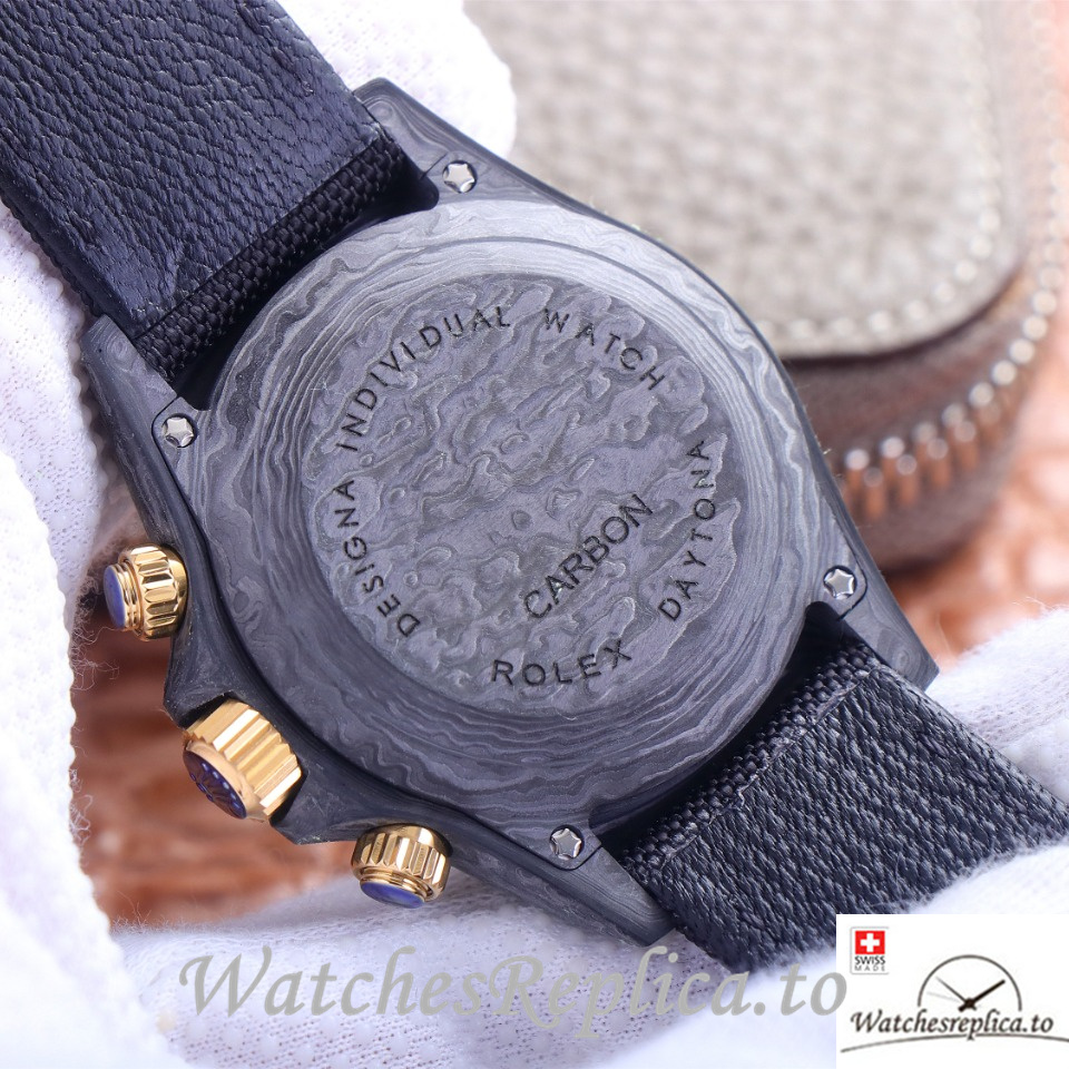 Swiss Rolex Daytona Replica Black Canvas strap 40MM Black Dial - WatchesReplica.is