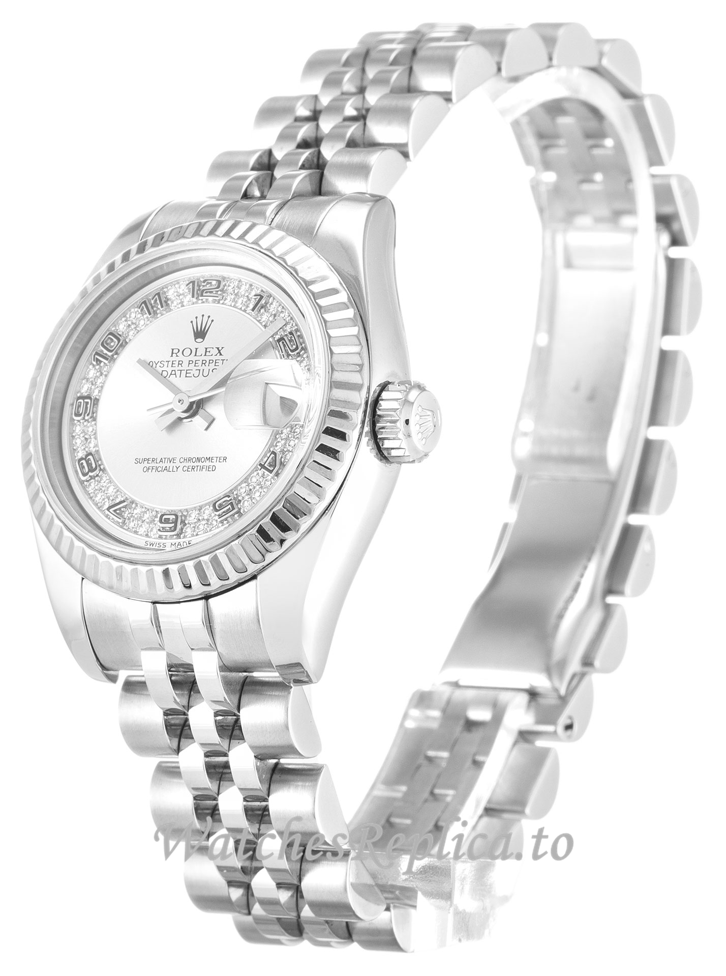 Rolex Datejust Lady Silver Diamond Dial 179174 26MM - WatchesReplica.is