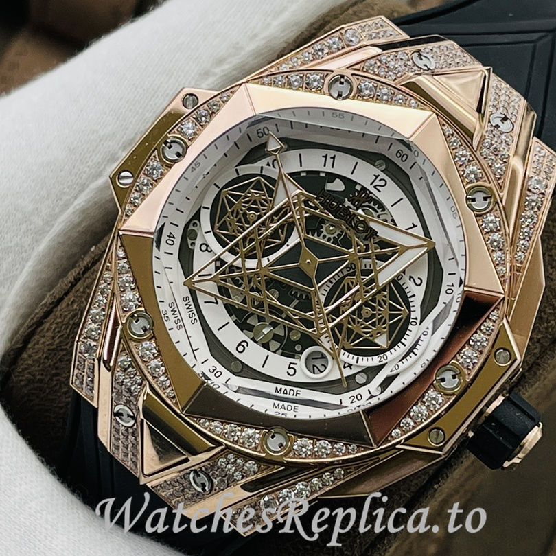 Hublot Replica Big Bang Sang Bleu II Rubber strap 45MM - WatchesReplica.is