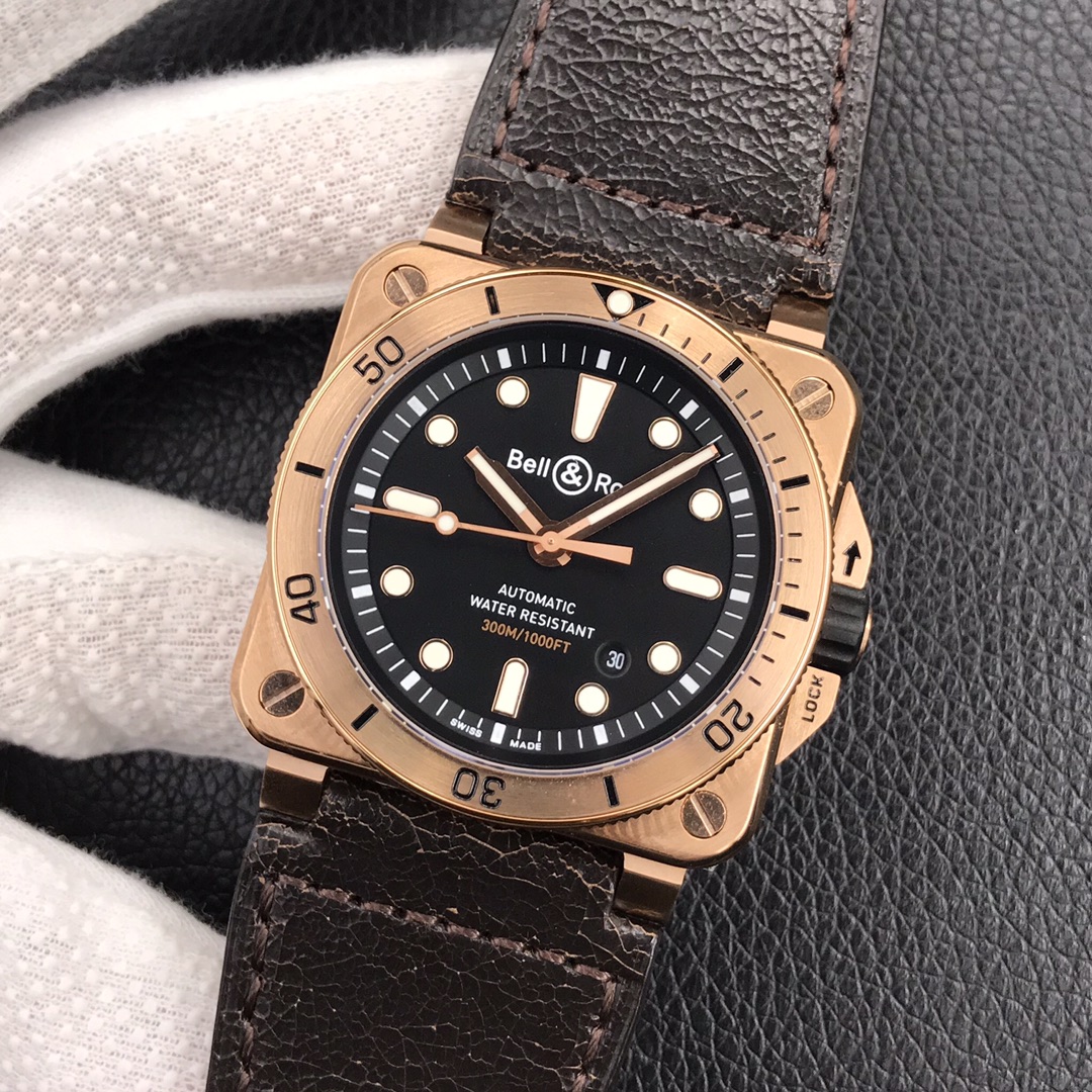 Bell Ross Replica BR 03 BR0392-CAMO-CE/SRB Leather strap 42MM - WatchesReplica.is