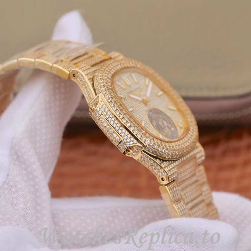 Patek Philippe Replica Nautilus Yellow Gold strap 40MM - WatchesReplica.is