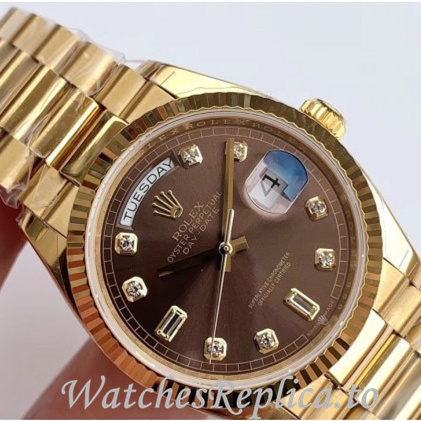 Swiss Rolex Day Date Replica 128238 Yellow Gold strap 36MM - WatchesReplica.is