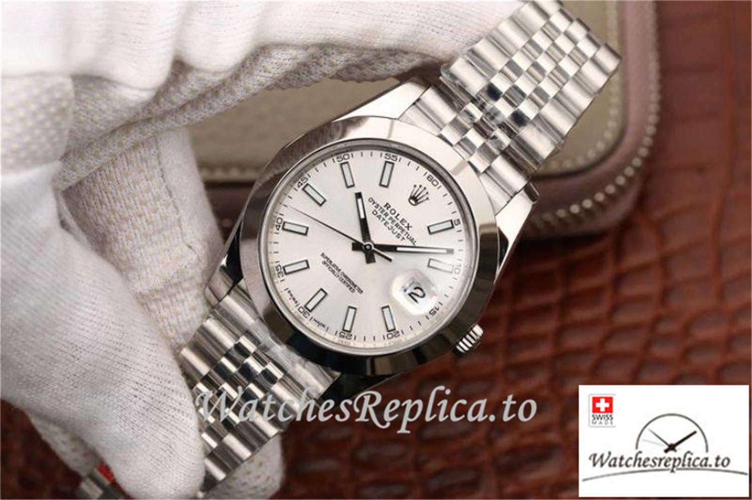 Swiss Rolex Datejust Replica 116200 001 White Dial 41MM - WatchesReplica.is