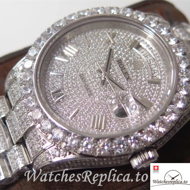 Swiss Rolex Day Date Replica Stainless steel strap 40MM - WatchesReplica.is