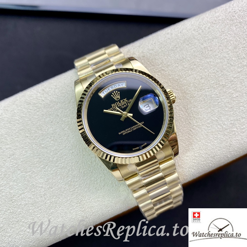 Swiss Rolex Datejust Replica Yellow Gold strap 36MM - WatchesReplica.is