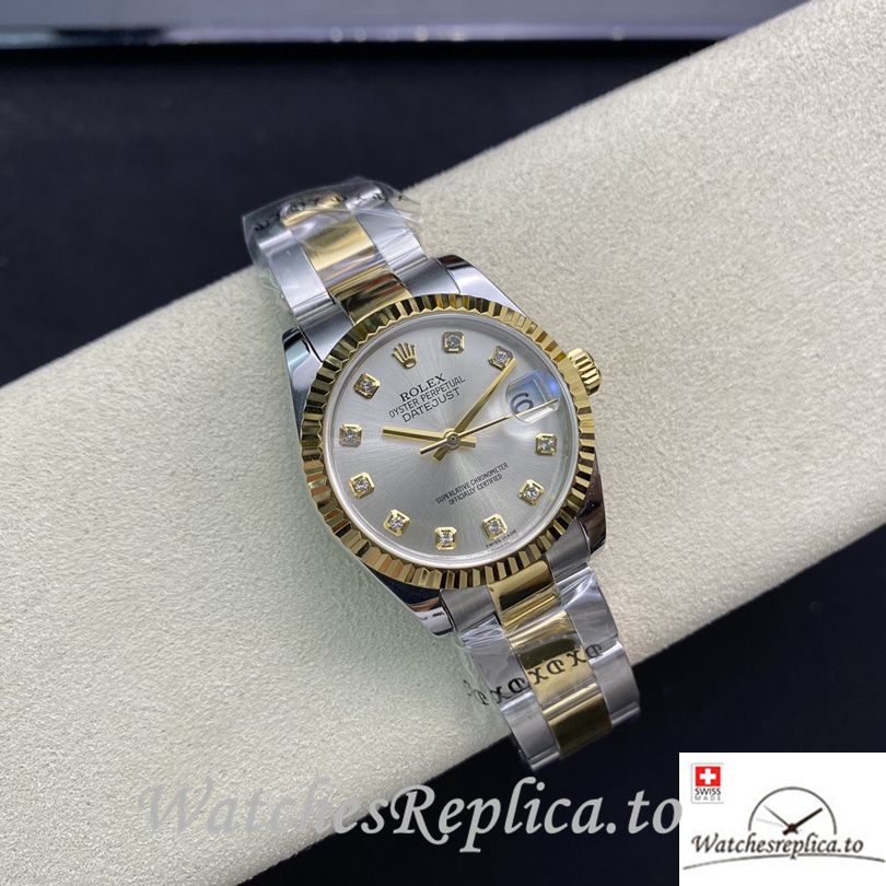 Swiss Rolex Datejust Replica 178384 Stainless steel strap 31MM Silver Dial - WatchesReplica.is