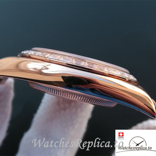 Swiss Rolex Day-Date Replica 218399 Rose Gold strap 41MM - WatchesReplica.is