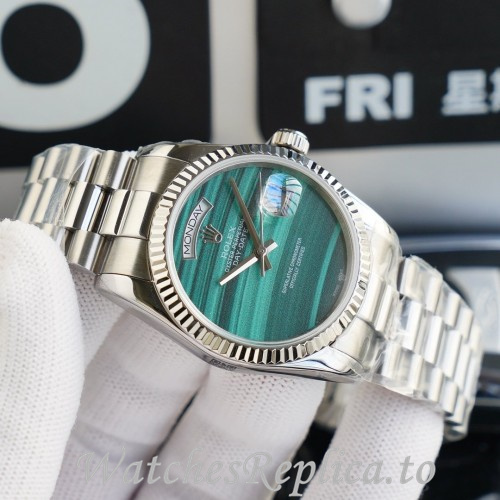 Swiss Rolex Day Date Replica 128238 Stainless steel strap 36MM - WatchesReplica.is
