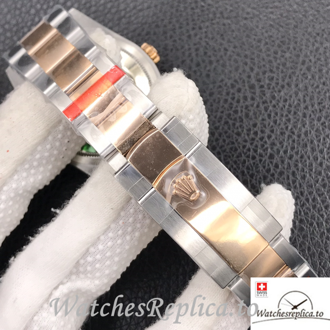 Swiss Rolex Datejust Replica Stainless steel strap 36MM Rose Gold Green Dial Sticks Marks - WatchesReplica.is