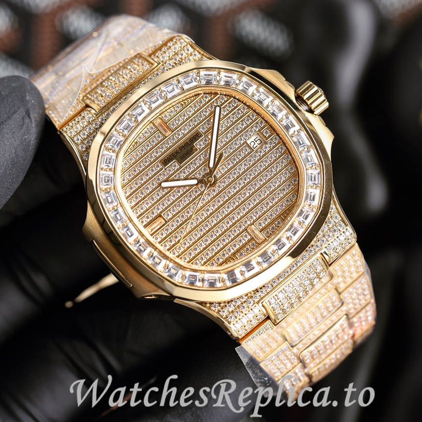 Patek Philippe Replica Nautilus 5711 Diamonds paved strap 40MM - WatchesReplica.is