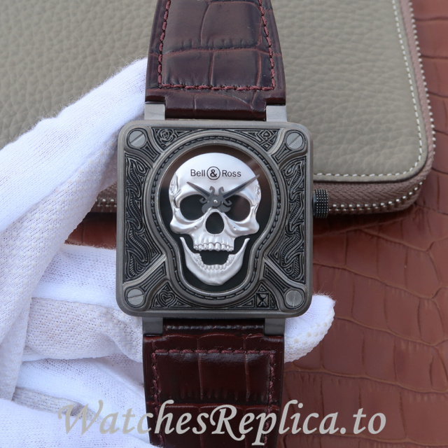 Bell Ross Replica Aviation BR01 Leather strap 46MM - WatchesReplica.is