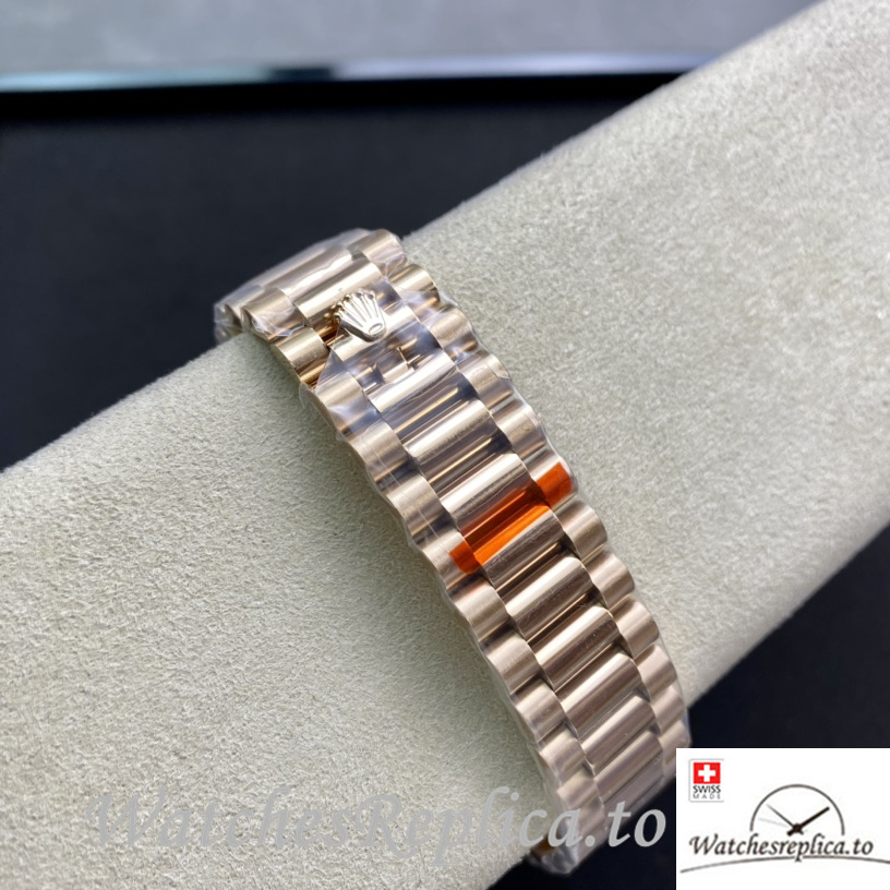 Swiss Rolex Day Date Replica 218235 Rose Gold strap 40MM - WatchesReplica.is