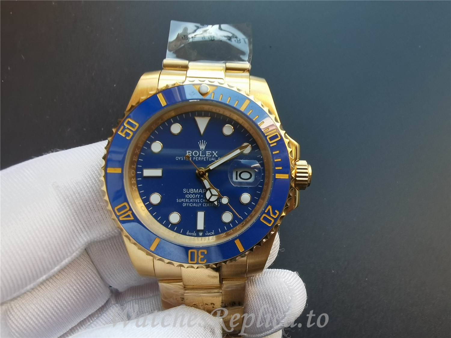 Swiss Rolex Submariner Date Replica 116618LB Gold Strap 40MM - WatchesReplica.is