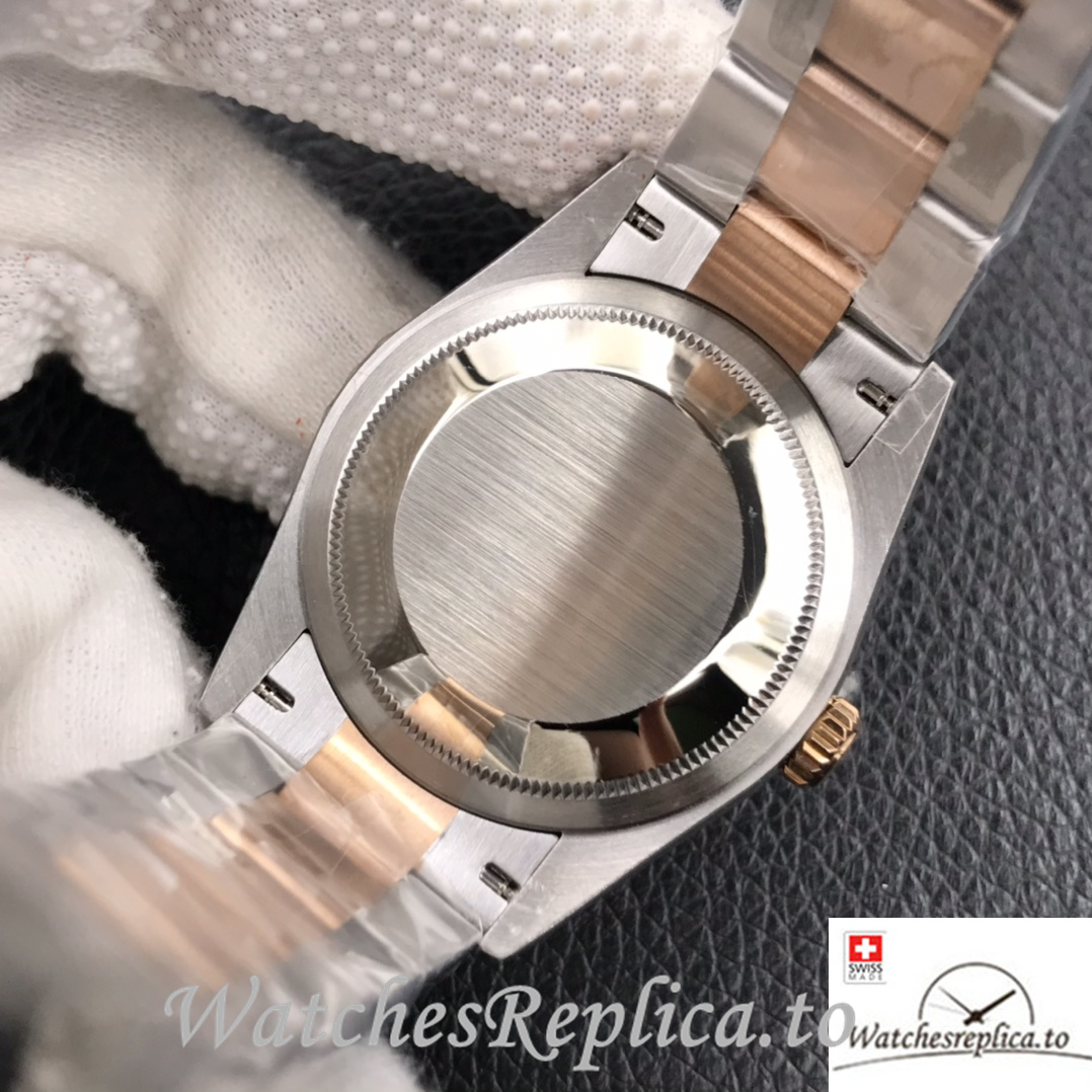 Swiss Rolex Datejust Replica Stainless steel strap 36MM Rose Gold Green Dial Sticks Marks - WatchesReplica.is