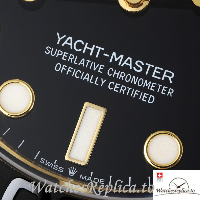 Swiss Rolex Yacht Master 226658 Replica Rubber strap 42MM Yellow Gold Case - WatchesReplica.is