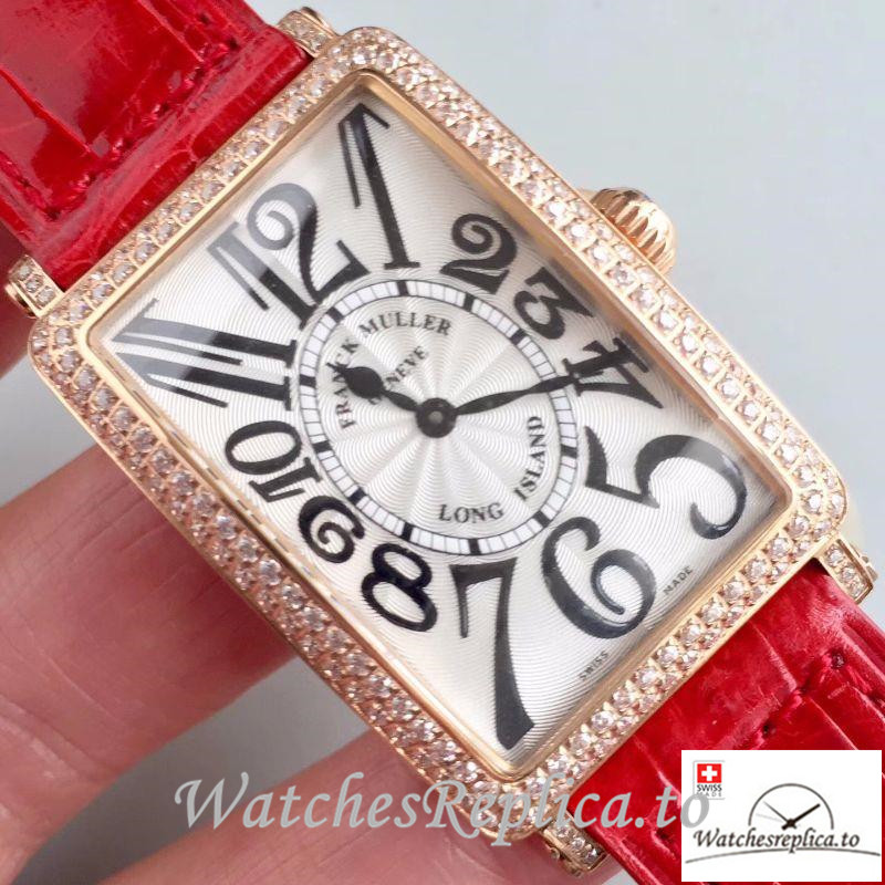 Swiss Franck Muller Long Island Ladies Replica 952 QZ D CD Red Strap 36.5MM×26MM - WatchesReplica.is