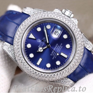 Swiss Rolex Submariner Replica Leather strap 40MM - WatchesReplica.is