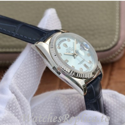 Swiss Rolex Day Date Replica 118135 Leather strap 36MM - WatchesReplica.is