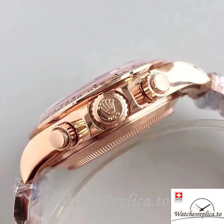 Swiss Rolex Daytona Replica 116505 Rose Gold strap 40MM - WatchesReplica.is