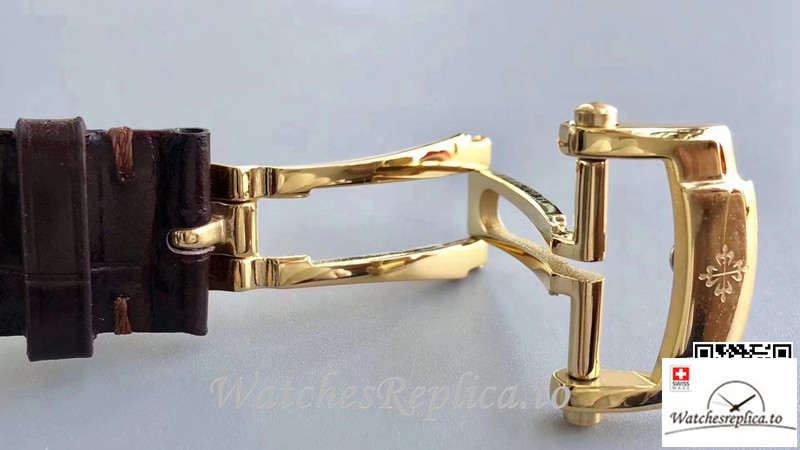 Swiss Patek Philippe Tourbillon Replica Yellow Gold Bezel 42MM - WatchesReplica.is