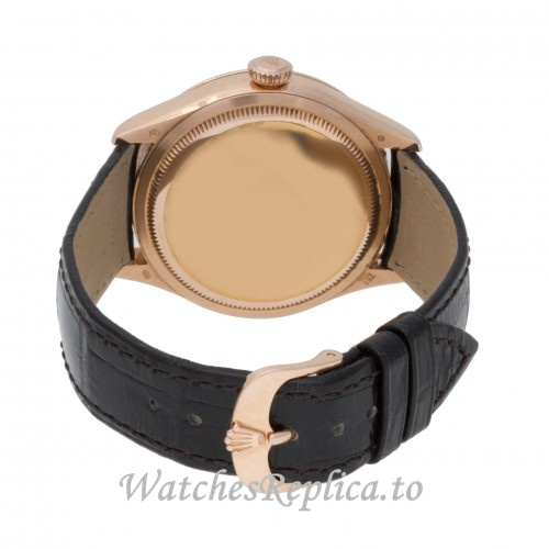 Replica Rolex Cellini 50525bkbk 39MM Leather strap Mens Watch - WatchesReplica.is